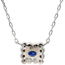 ノンブランド NON BRAND ブルーサファイア 0.24ct ダイヤ ブルー×ホワイトゴールド K18WG サファイア ダイヤモンド ネックレス 1石 1粒 青 1粒 750 WG オーバルミックスカット スクエア