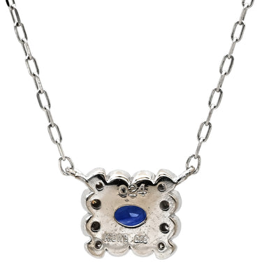 ノンブランド NON BRAND ブルーサファイア 0.24ct ダイヤ ブルー×ホワイトゴールド K18WG サファイア ダイヤモンド ネックレス 1石 1粒 青 1粒 750 WG オーバルミックスカット スクエア