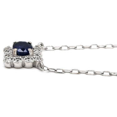 ノンブランド NON BRAND ブルーサファイア 0.24ct ダイヤ ブルー×ホワイトゴールド K18WG サファイア ダイヤモンド ネックレス 1石 1粒 青 1粒 750 WG オーバルミックスカット スクエア