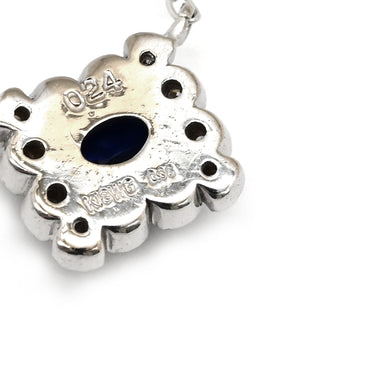ノンブランド NON BRAND ブルーサファイア 0.24ct ダイヤ ブルー×ホワイトゴールド K18WG サファイア ダイヤモンド ネックレス 1石 1粒 青 1粒 750 WG オーバルミックスカット スクエア