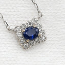 ノンブランド NON BRAND ブルーサファイア 0.24ct ダイヤ ブルー×ホワイトゴールド K18WG サファイア ダイヤモンド ネックレス 1石 1粒 青 1粒 750 WG オーバルミックスカット スクエア