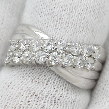 ノンブランド NON BRAND ダイヤモンド 1.0ct プラチナシルバー Pt850 ダイヤモンド リング 指輪 プラチナ Pt850 クロス ウェーブデザイン クロスアーム 12.5号