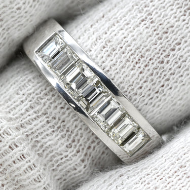 ノンブランド NON BRAND ダイヤ 1.00ct 一文字リング プラチナシルバー Pt900 ダイヤモンド リング 指輪 プラチナ900 7石 7粒 1列 バゲットカット 11.5号