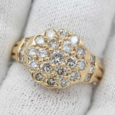 ノンブランド NON BRAND ダイヤモンド 1.50ct イエローゴールド K18YG ダイヤモンド リング 指輪 Au750 18K 18金 YG ラージフラワーモチーフ 花 11号