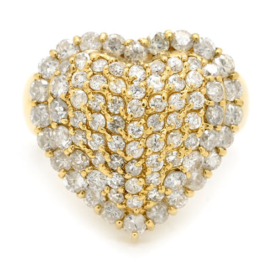 ノンブランド NON BRAND ハートモチーフ ダイヤモンド 1.78ct イエローゴールド K18YG ダイヤモンド リング 指輪 パヴェ 18K 750 YG 9.5号
