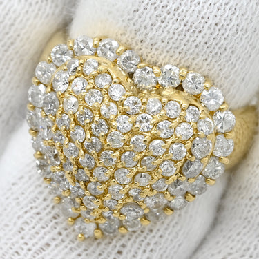 ノンブランド NON BRAND ハートモチーフ ダイヤモンド 1.78ct イエローゴールド K18YG ダイヤモンド リング 指輪 パヴェ 18K 750 YG 9.5号