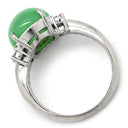 ノンブランド NON BRAND ヒスイ 6.01ct ダイヤモンド プラチナシルバー Pt850 ヒスイ ダイヤモンド リング 指輪 緑 グリーン 翡翠 ひすい 1石 1粒 ジェイダイト カボションカット 10.5号