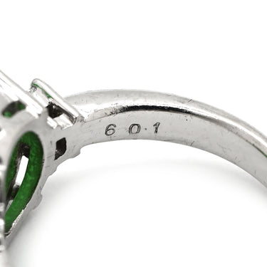 ノンブランド NON BRAND ヒスイ 6.01ct ダイヤモンド プラチナシルバー Pt850 ヒスイ ダイヤモンド リング 指輪 緑 グリーン 翡翠 ひすい 1石 1粒 ジェイダイト カボションカット 10.5号