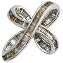ノンブランド NON BRAND ダイヤ 0.37ct ホワイトゴールド K18WG ダイヤモンド ペンダントトップ Au750 18K WG ブラウンダイヤ バゲットカット クロスオーバーデザイン