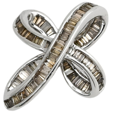 ノンブランド NON BRAND ダイヤ 0.37ct ホワイトゴールド K18WG ダイヤモンド ペンダントトップ Au750 18K WG ブラウンダイヤ バゲットカット クロスオーバーデザイン