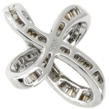 ノンブランド NON BRAND ダイヤ 0.37ct ホワイトゴールド K18WG ダイヤモンド ペンダントトップ Au750 18K WG ブラウンダイヤ バゲットカット クロスオーバーデザイン