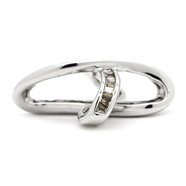 ノンブランド NON BRAND ダイヤ 0.37ct ホワイトゴールド K18WG ダイヤモンド ペンダントトップ Au750 18K WG ブラウンダイヤ バゲットカット クロスオーバーデザイン