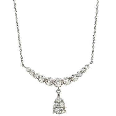 ノンブランド NON BRAND ダイヤモンド プラチナシルバー Pt900 ダイヤモンド Pt850(チェーン) ネックレス Pt900 プラチナ グラデーションストーン スマイルライン 雫 しずく型 両吊りタイプ