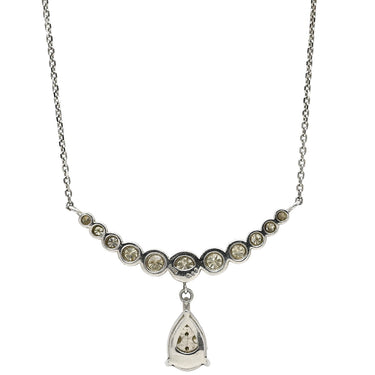 ノンブランド NON BRAND ダイヤモンド プラチナシルバー Pt900 ダイヤモンド Pt850(チェーン) ネックレス Pt900 プラチナ グラデーションストーン スマイルライン 雫 しずく型 両吊りタイプ