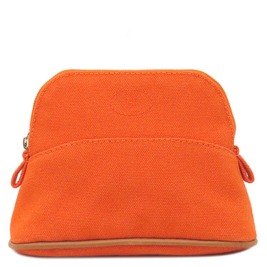 エルメス HERMES ボリードポーチ ミニミニ H104772M 02 オランジュフー×オレンジ コットン アニョーミロ ポーチ シルバー金具
