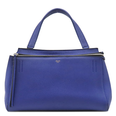 セリーヌ CELINE エッジ ブルー レザー ハンドバッグ シルバー金具 青 ワンハンドル 肩掛け