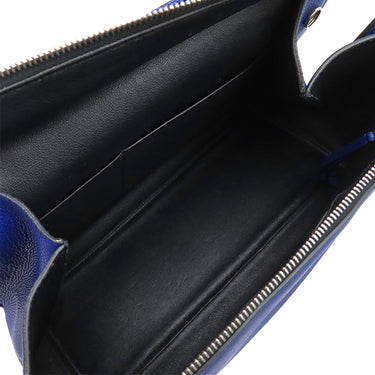 セリーヌ CELINE エッジ ブルー レザー ハンドバッグ シルバー金具 青 ワンハンドル 肩掛け