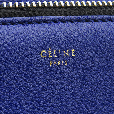 セリーヌ CELINE エッジ ブルー レザー ハンドバッグ シルバー金具 青 ワンハンドル 肩掛け