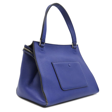 セリーヌ CELINE エッジ ブルー レザー ハンドバッグ シルバー金具 青 ワンハンドル 肩掛け