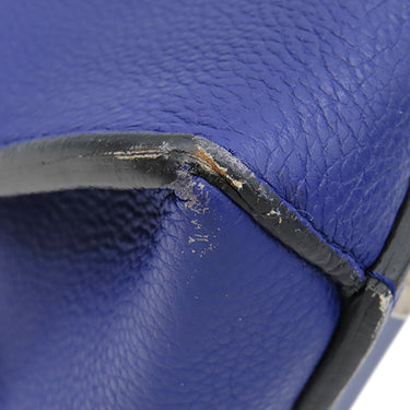 セリーヌ CELINE エッジ ブルー レザー ハンドバッグ シルバー金具 青 ワンハンドル 肩掛け