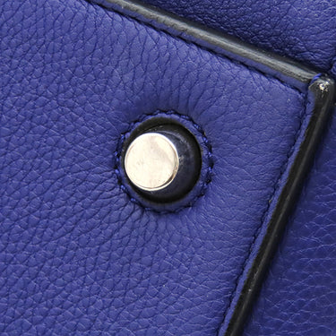 セリーヌ CELINE エッジ ブルー レザー ハンドバッグ シルバー金具 青 ワンハンドル 肩掛け