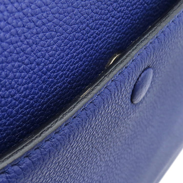 セリーヌ CELINE エッジ ブルー レザー ハンドバッグ シルバー金具 青 ワンハンドル 肩掛け