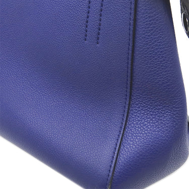 セリーヌ CELINE エッジ ブルー レザー ハンドバッグ シルバー金具 青 ワンハンドル 肩掛け