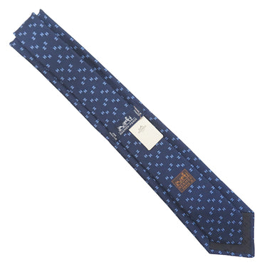 エルメス HERMES クラバット 7cm デジタルＨ ネイビー シルク ネクタイ 紺 青 平織タイ H柄 総柄 新品 未使用