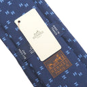 エルメス HERMES クラバット 7cm デジタルＨ ネイビー シルク ネクタイ 紺 青 平織タイ H柄 総柄 新品 未使用