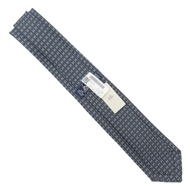 エルメス HERMES クラバット 7cm ファソネ H H36322T 01 タラサXブルー シルク ネクタイ 紺 青 総柄 H織り バイカラー H柄 新品 未使用