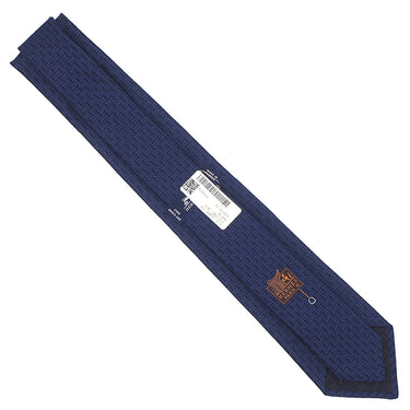 エルメス HERMES クラバット 7cm Hディスクレ H339374T マリン シルク ネクタイ シルクツイルタイ 紺 総柄 幾何学柄 H DISKRET 新品 未使用