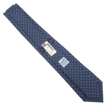 エルメス HERMES クラバット 7cm マイヨン リズム H006374T 01 マリン×シエル シルク ネクタイ シルクツイルタイ 紺 水色 総柄 新品 未使用