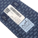 エルメス HERMES クラバット 7cm マイヨン リズム H006374T 01 マリン×シエル シルク ネクタイ シルクツイルタイ 紺 水色 総柄 新品 未使用