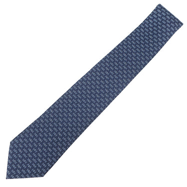 エルメス HERMES クラバット 7cm マイヨン リズム H006374T 01 マリン×シエル シルク ネクタイ シルクツイルタイ 紺 水色 総柄 新品 未使用