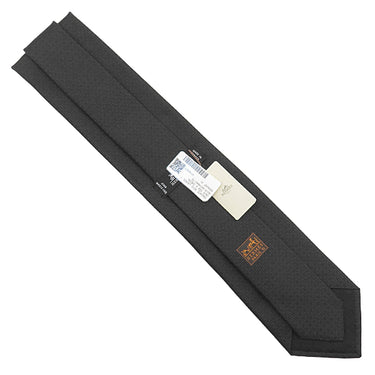 エルメス HERMES クラバット 8cm フェール ア シュヴァル H659429T 01 ブラック×アントラシト シルク ネクタイ 平織タイ 黒 ダークグレー 総柄 新品 未使用