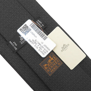 エルメス HERMES クラバット 8cm フェール ア シュヴァル H659429T 01 ブラック×アントラシト シルク ネクタイ 平織タイ 黒 ダークグレー 総柄 新品 未使用