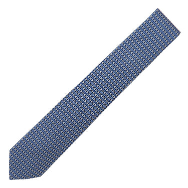 エルメス HERMES クラバット 7cm アンジップ H339239T 02 マリン×アズール×ブラン シルク ネクタイ 紺 青 白 総柄 H柄 UN ZIP 新品 未使用