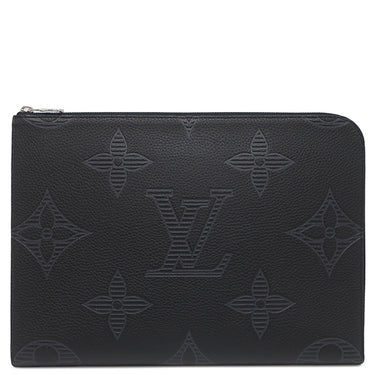 ルイヴィトン LOUIS VUITTON ポシェットジュール GM NM M80044 ノワール レザー トリヨンシャドウレザー クラッチバッグ シルバー金具 シャドウ ドキュメントケース