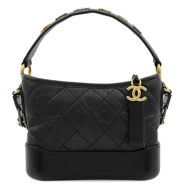 シャネル CHANEL ガブリエル ドゥ シャネル ホーボー ブラック レザー 2WAYバッグ マットゴールド金具 黒 トリコロール金具