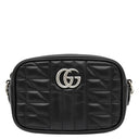 グッチ GUCCI GGマーモント ミニ カメラバッグ 634936 ブラック レザー シェブロンキルティングレザー ショルダーバッグ マットシルバー金具 ダブルG