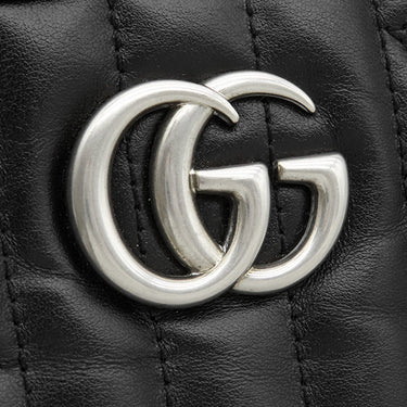 グッチ GUCCI GGマーモント ミニ カメラバッグ 634936 ブラック レザー シェブロンキルティングレザー ショルダーバッグ マットシルバー金具 ダブルG