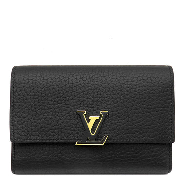 ルイヴィトン LOUIS VUITTON ポルトフォイユカプシーヌ コンパクト M62157 ノワール×ホットピンク レザー トリヨンレザー 三つ折り財布 ゴールド金具 黒 ピンク ブラック金具