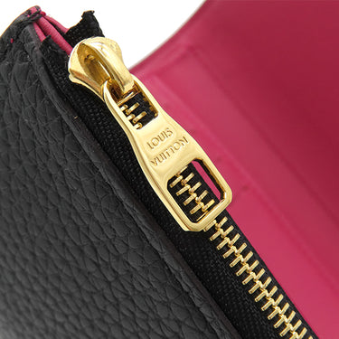 ルイヴィトン LOUIS VUITTON ポルトフォイユカプシーヌ コンパクト M62157 ノワール×ホットピンク レザー トリヨンレザー 三つ折り財布 ゴールド金具 黒 ピンク ブラック金具