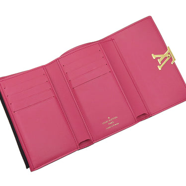 ルイヴィトン LOUIS VUITTON ポルトフォイユカプシーヌ コンパクト M62157 ノワール×ホットピンク レザー トリヨンレザー 三つ折り財布 ゴールド金具 黒 ピンク ブラック金具