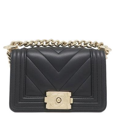 シャネル CHANEL ボーイシャネル ミニ チェーンショルダー A67364 ブラック レザー ショルダーバッグ ゴールド金具 黒
