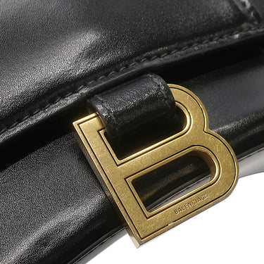 バレンシアガ BALENCIAGA Hourglass ハンドバッグ XS 592833 ブラック レザー 2WAYバッグ ゴールド金具 黒 ハンドバッグ ショルダー