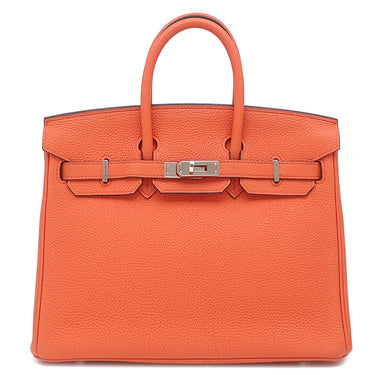 エルメス HERMES バーキン 25 カプシーヌ トゴ ハンドバッグ シルバー金具 赤