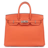 エルメス HERMES バーキン 25 カプシーヌ トゴ ハンドバッグ シルバー金具 赤