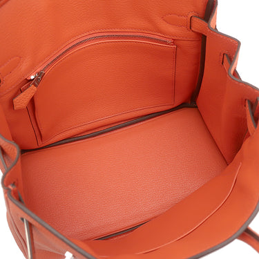 エルメス HERMES バーキン 25 カプシーヌ トゴ ハンドバッグ シルバー金具 赤