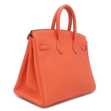 エルメス HERMES バーキン 25 カプシーヌ トゴ ハンドバッグ シルバー金具 赤